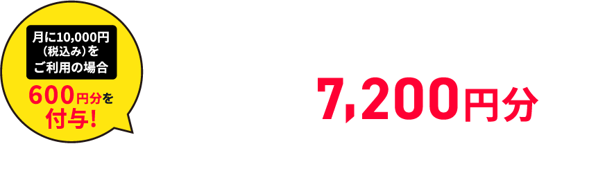 月に税込み10,000円をご利用の場合、600円分を還元!1年間で7,200円分のPayPayポイントがもらえる!