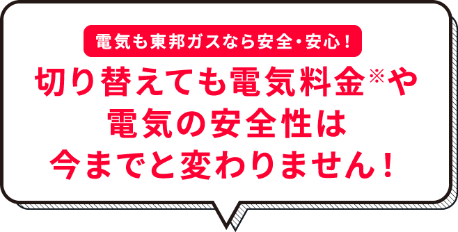 電気も東邦ガスなら安全・安心！ 切り替えても電気料金や電気の安全性は今までと変わりません！